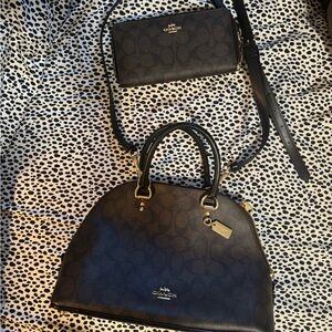 Coach Black and Brown Women's Satchel and Wallet Set